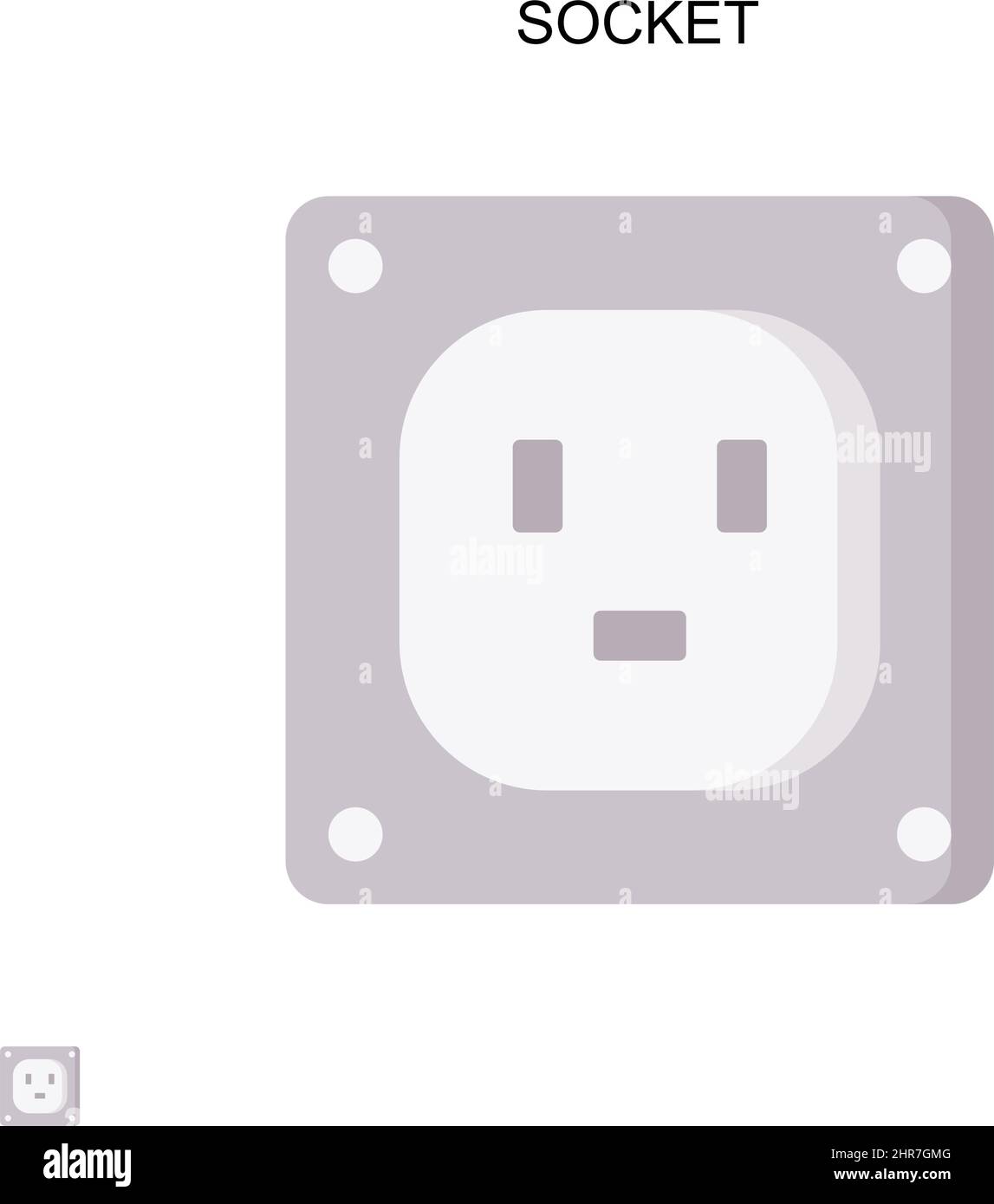 Icona vettore semplice socket. Modello di disegno del simbolo di illustrazione per l'elemento dell'interfaccia utente mobile Web. Illustrazione Vettoriale