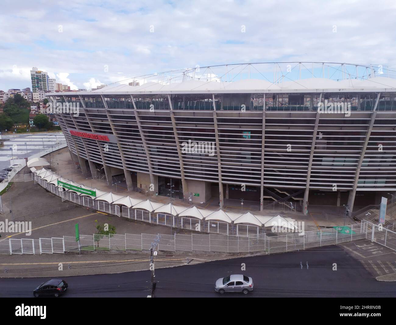 02/21/2022. Salvador; Bahia; Brasile; vista laterale dello stadio di calcio "Arena Fonte Nova", riprogettato per la Coppa del mondo Foto Stock