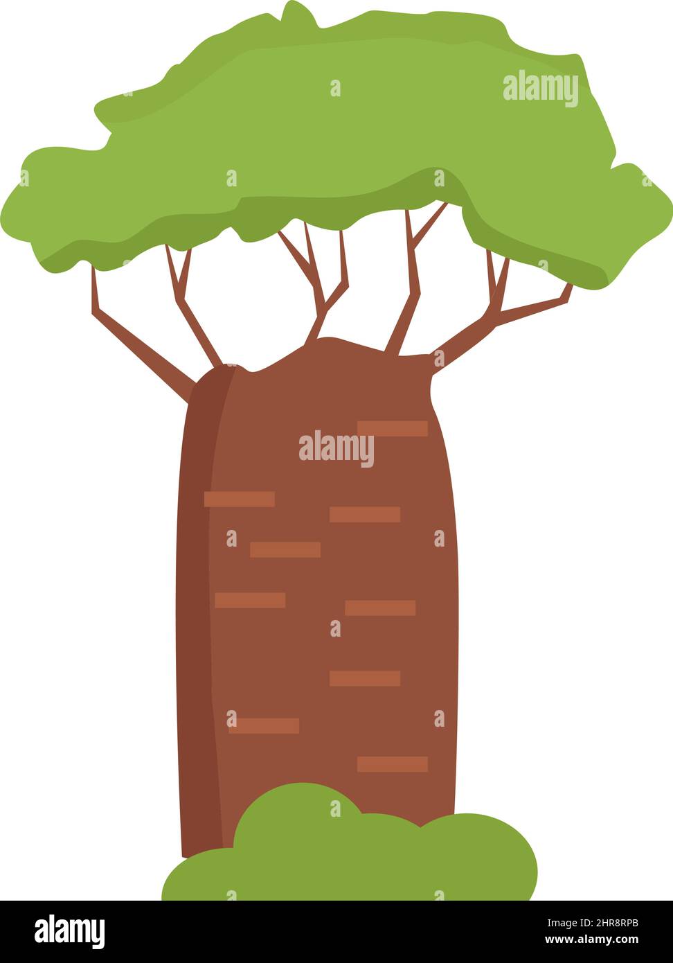 Baobab africano in stile piatto isolato su sfondo bianco Illustrazione Vettoriale