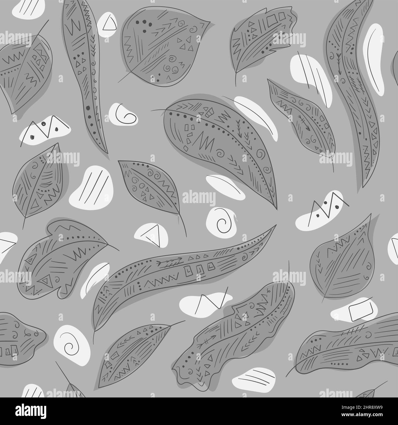 Sfondo senza giunture con foglie geometriche. Modello di natura Illustrazione Vettoriale