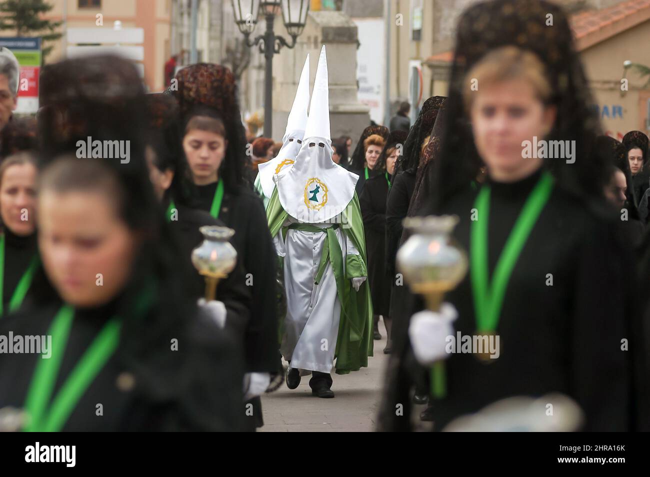 Settimana Santa a Zamora, Spagna. Giovedì Santo processione della Confraternita della Vergine della speranza. Foto Stock