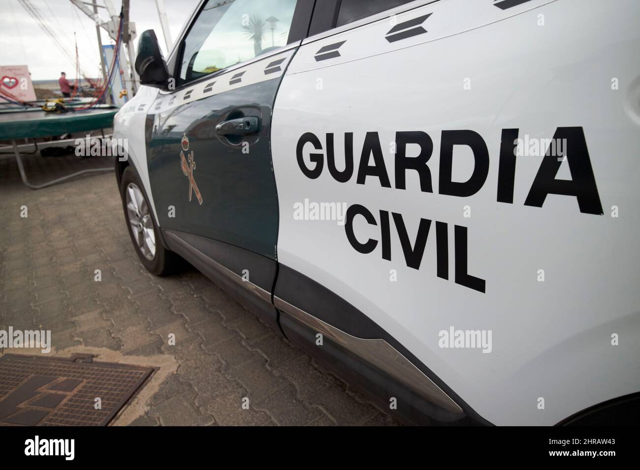 guardia nazionale civile polizia pattuglia veicolo Lanzarote, Isole Canarie, Spagna Foto Stock