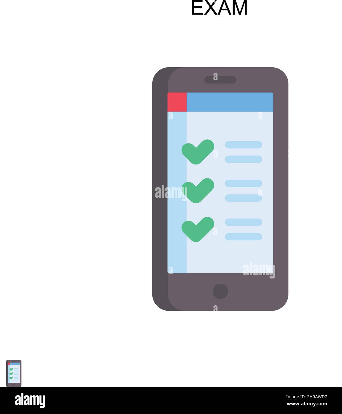 Icona vettore semplice esame. Modello di disegno del simbolo di illustrazione per l'elemento dell'interfaccia utente mobile Web. Illustrazione Vettoriale
