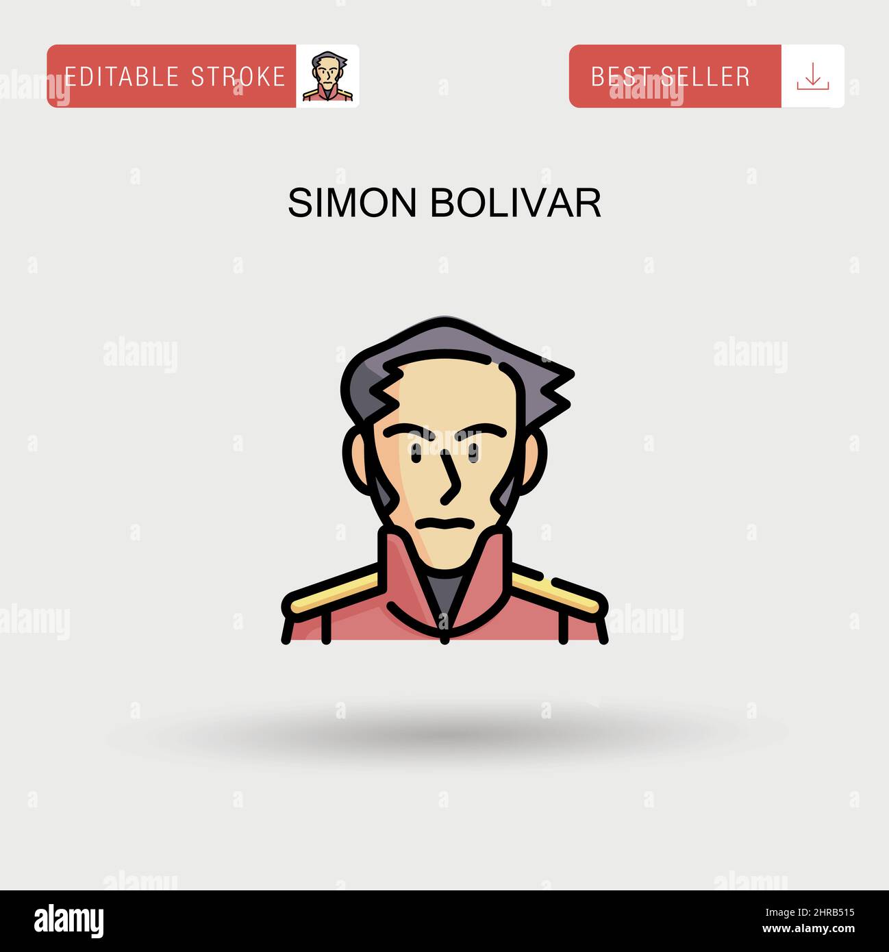Simon bolivar semplice icona vettoriale. Illustrazione Vettoriale