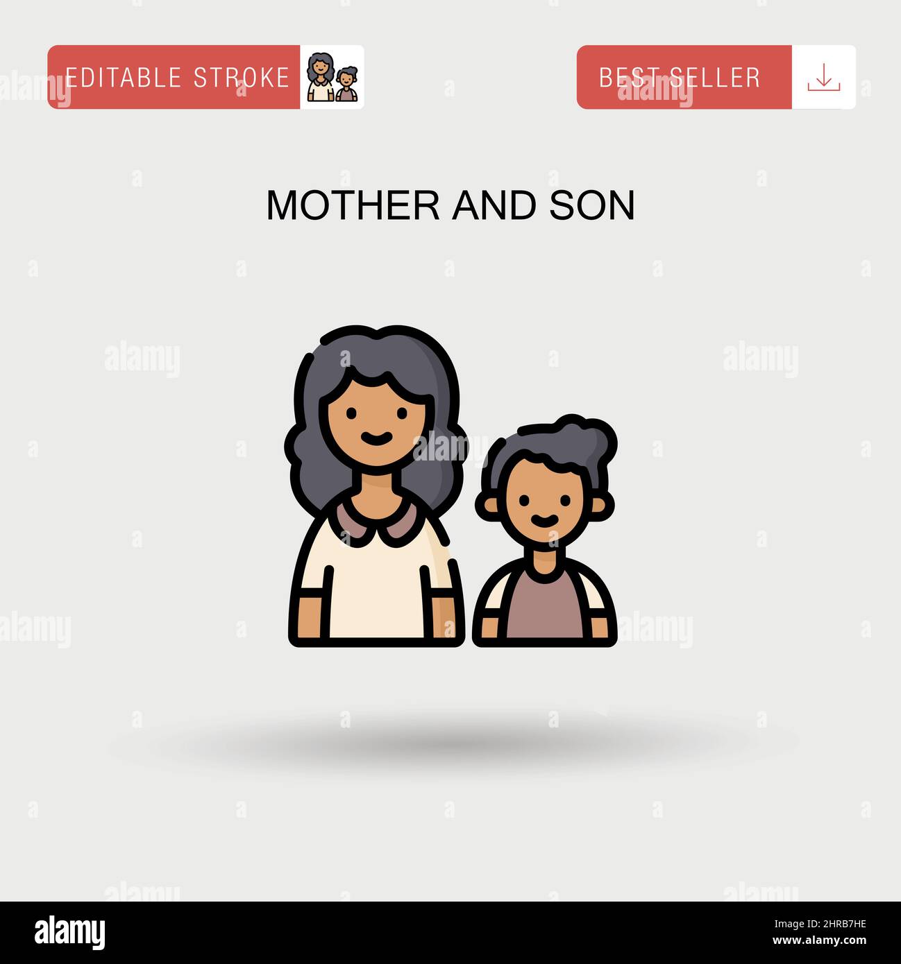Madre e figlio semplice icona vettoriale. Illustrazione Vettoriale