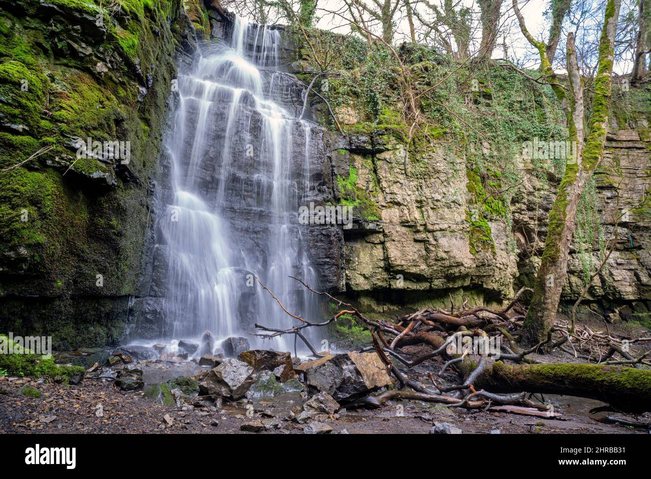 Waterfall Swallet a Bretton, Peak District National Park, Inghilterra Foto Stock