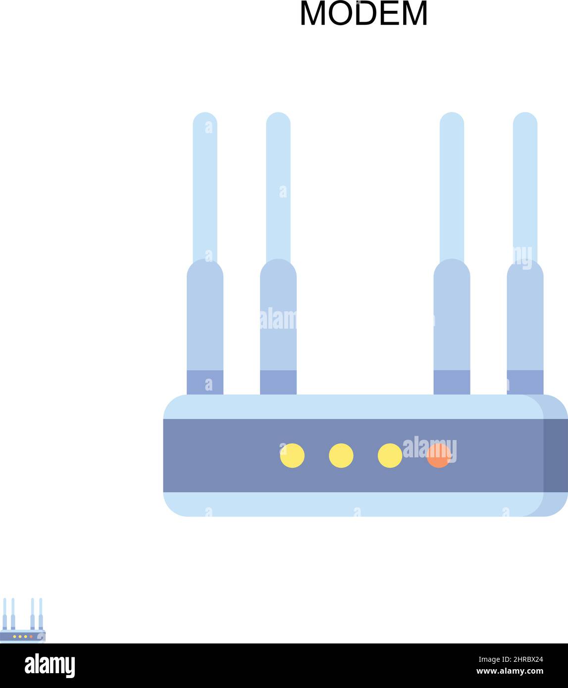 Icona vettore semplice modem. Modello di disegno del simbolo di illustrazione per l'elemento dell'interfaccia utente mobile Web. Illustrazione Vettoriale