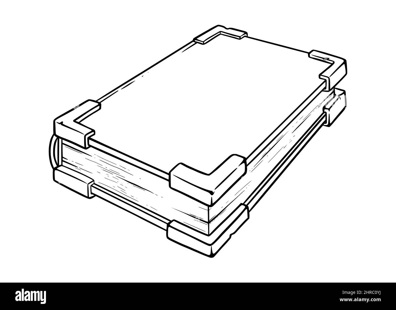 Libro vintage per la lettura. Copertina del libro vuota. Illustrazione vettoriale disegnata a mano isolata su sfondo bianco Illustrazione Vettoriale