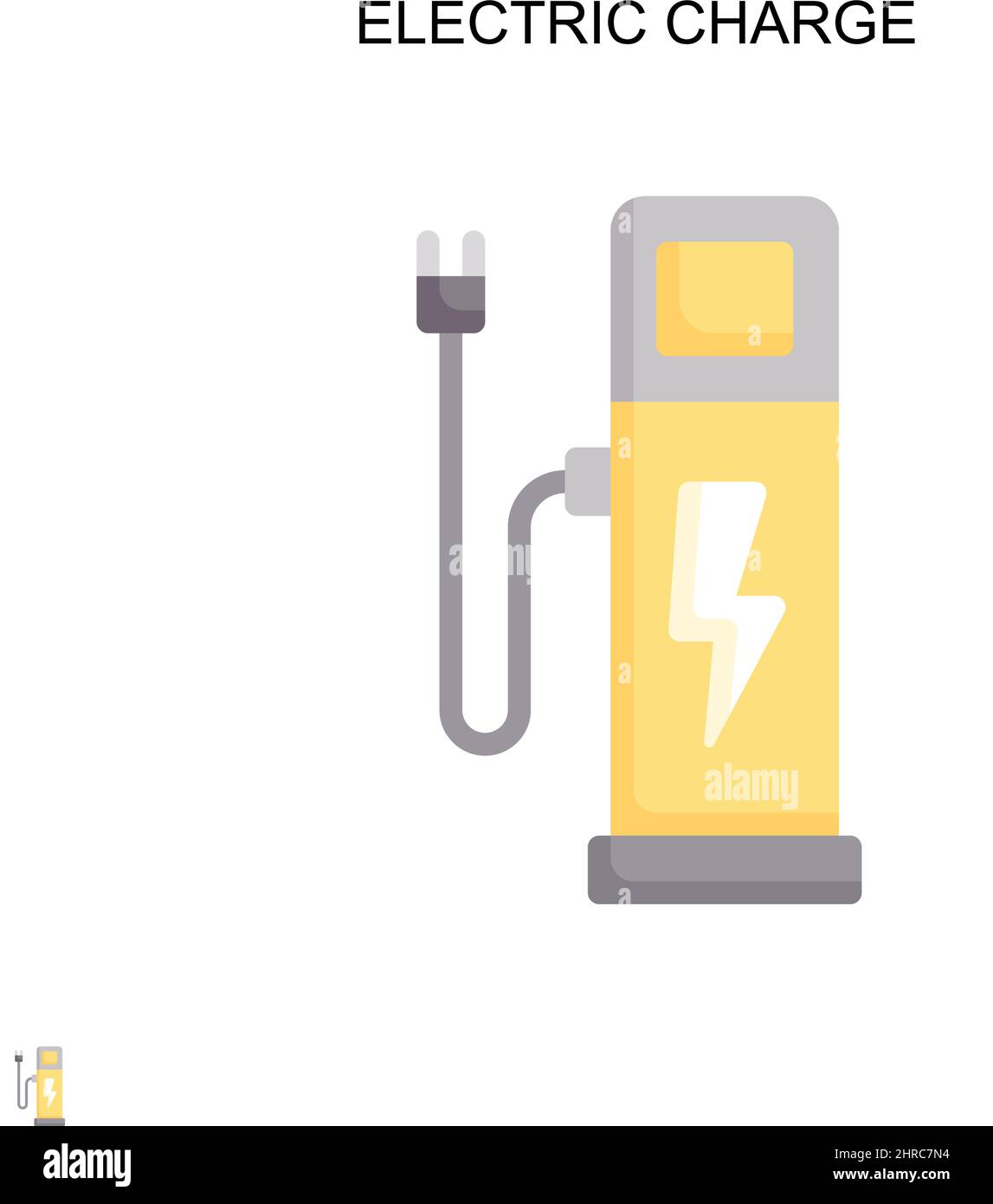 Icona vettore semplice carica elettrica. Modello di disegno del simbolo di illustrazione per l'elemento dell'interfaccia utente mobile Web. Illustrazione Vettoriale