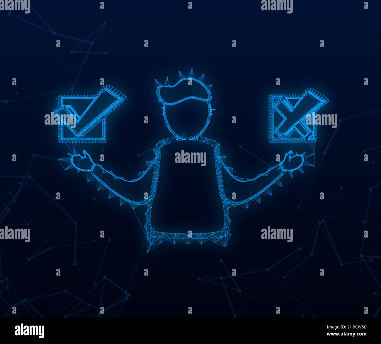 Uomo che sceglie tra due opzioni sì e nessuna icona plesso. Illustrazione dello stock vettoriale Illustrazione Vettoriale