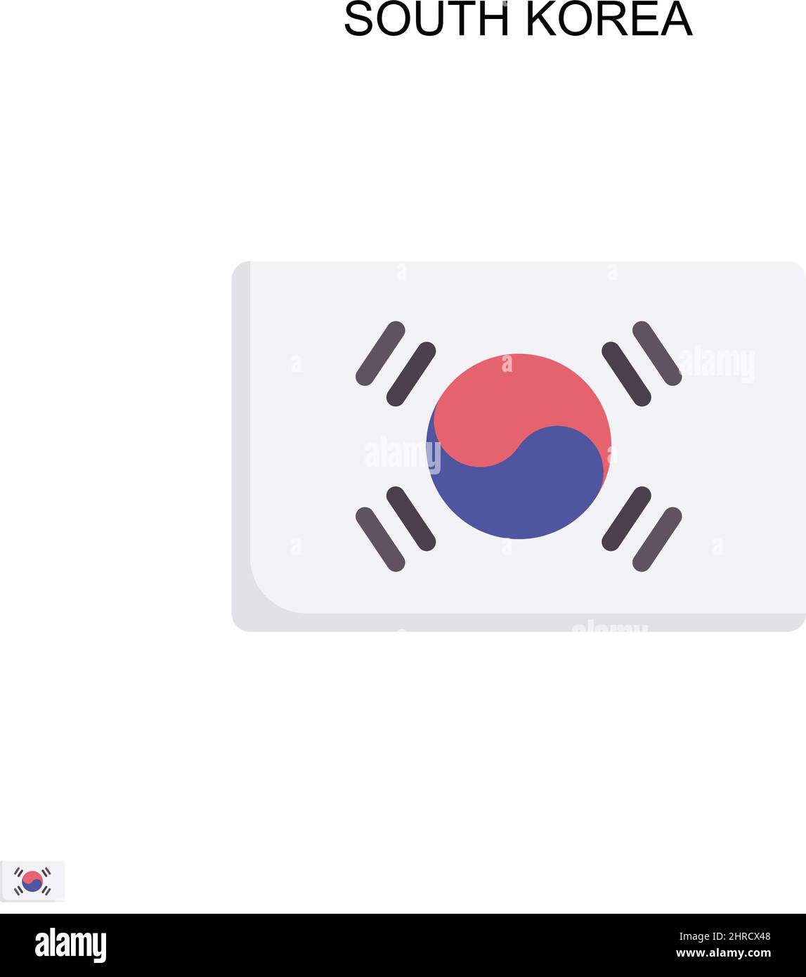 icona vettore semplice della corea del Sud. Modello di disegno del simbolo di illustrazione per l'elemento dell'interfaccia utente mobile Web. Illustrazione Vettoriale