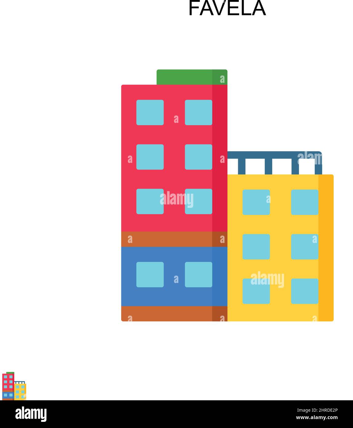 Favela icona vettore semplice. Modello di disegno del simbolo di illustrazione per l'elemento dell'interfaccia utente mobile Web. Illustrazione Vettoriale