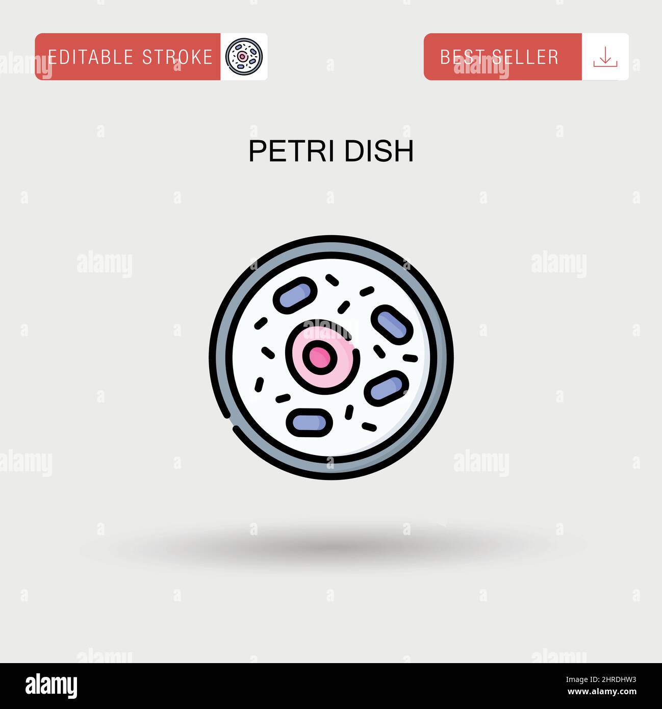 Icona vettoriale semplice della capsula di Petri. Illustrazione Vettoriale