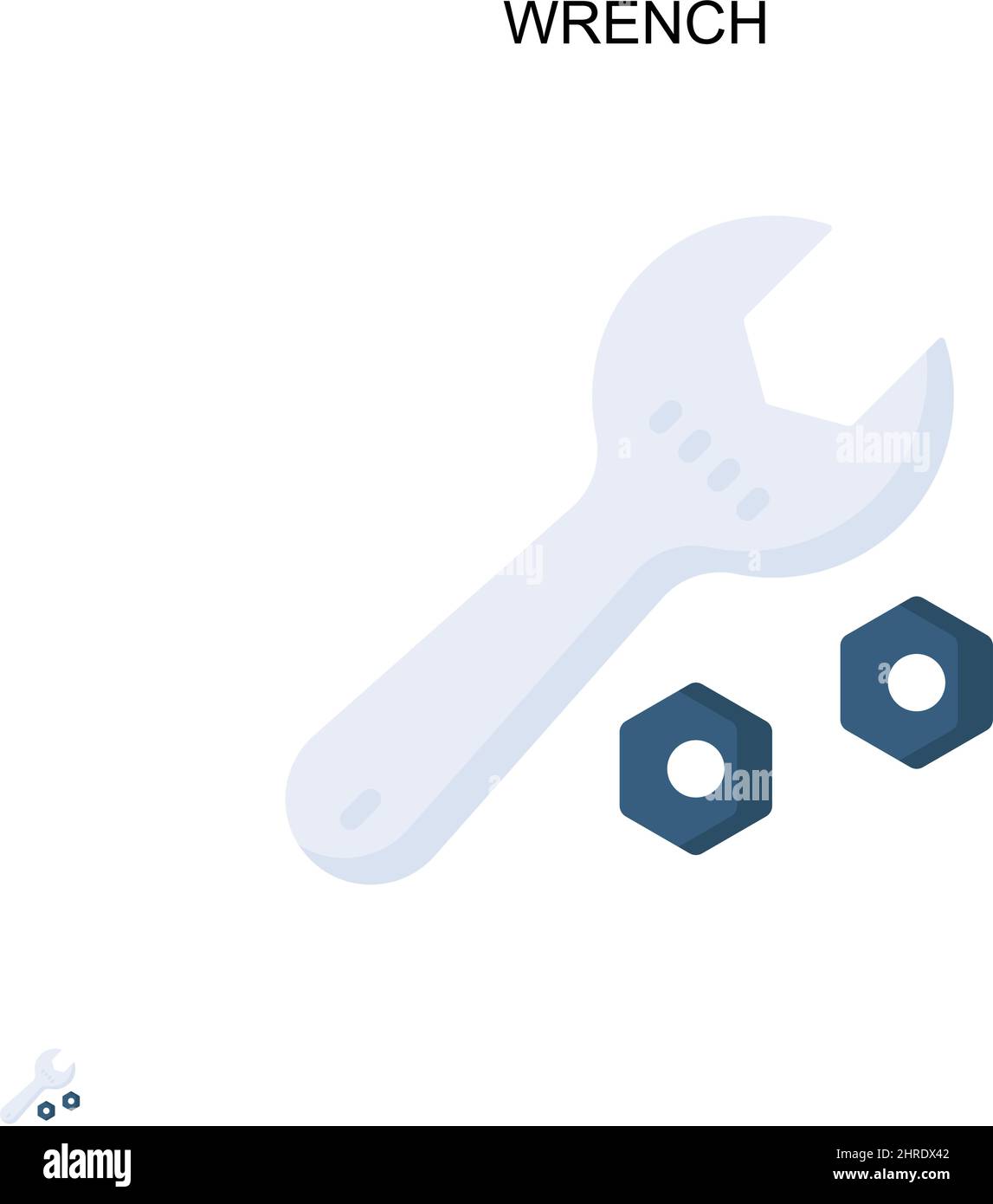 Icona vettoriale semplice per chiave inglese. Modello di disegno del simbolo di illustrazione per l'elemento dell'interfaccia utente mobile Web. Illustrazione Vettoriale