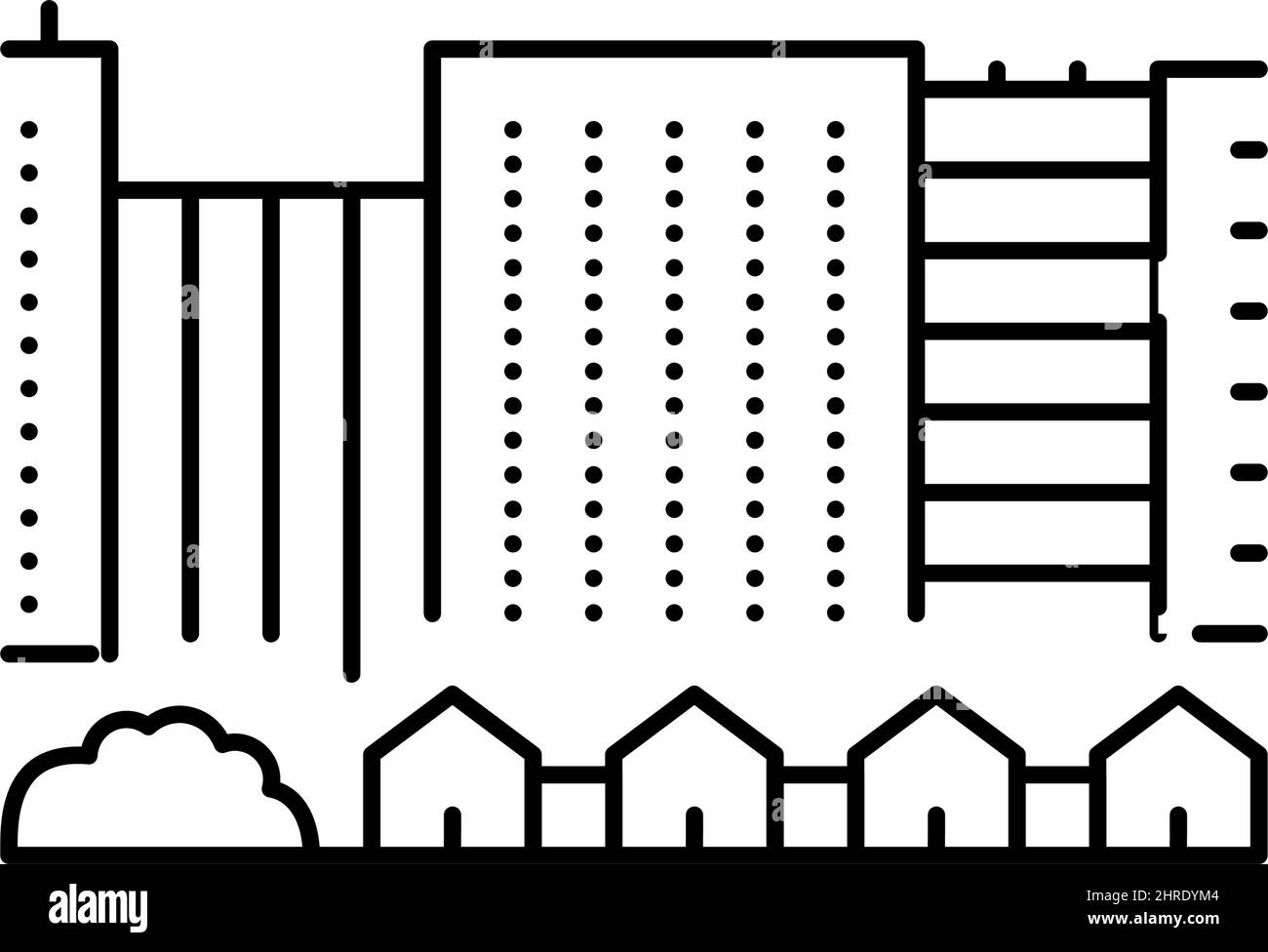 città edifici e case linea icona vettore illustrazione Illustrazione Vettoriale