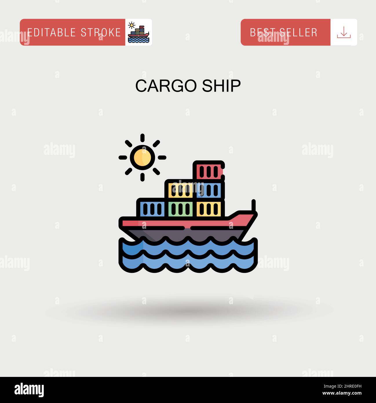 Icona vettore semplice della nave da carico. Illustrazione Vettoriale