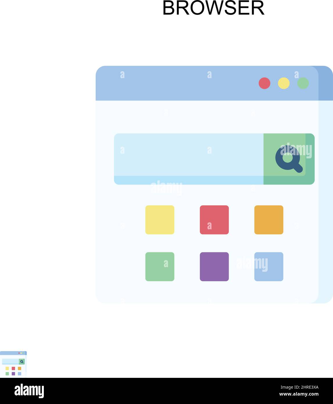 Icona vettore semplice del browser. Modello di disegno del simbolo di illustrazione per l'elemento dell'interfaccia utente mobile Web. Illustrazione Vettoriale