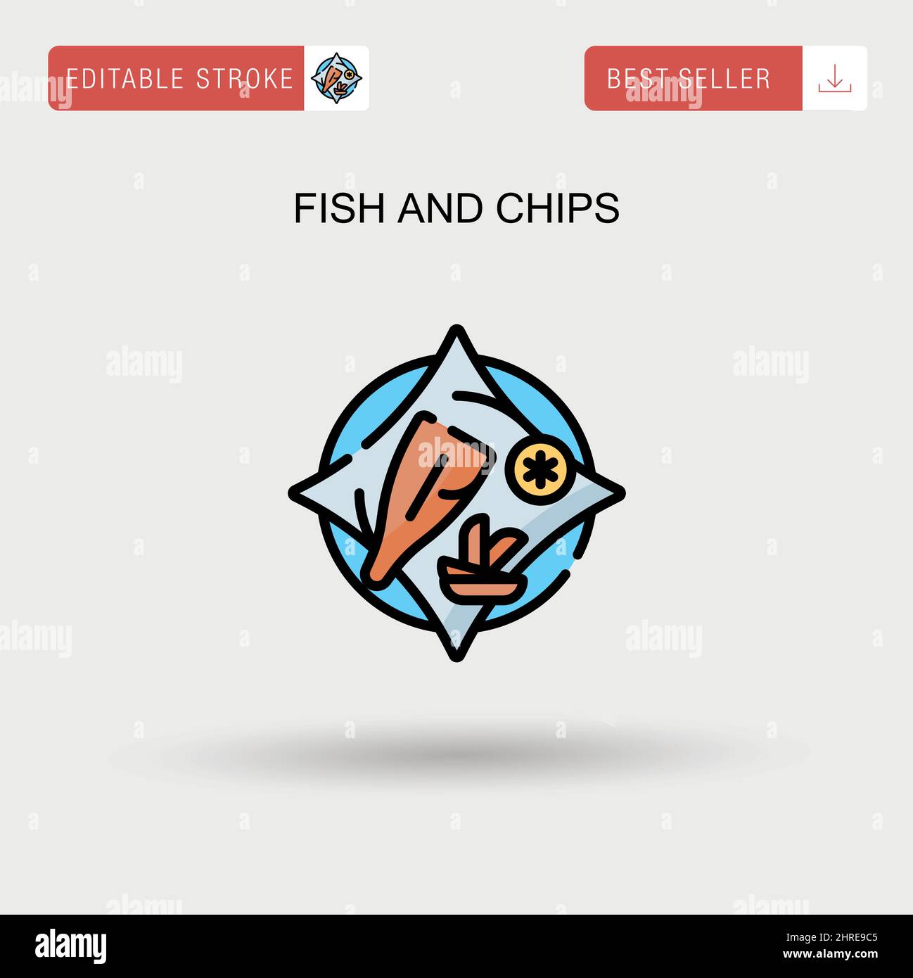 Fish and chips semplice icona vettoriale. Illustrazione Vettoriale