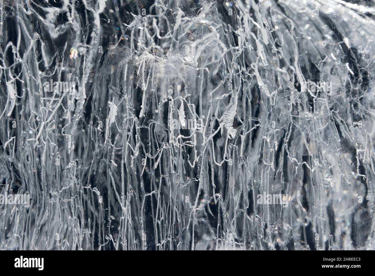 Primo piano della texture della scultura di ghiaccio, Sapporo, Prefettura di Hokkaido, Giappone Foto Stock