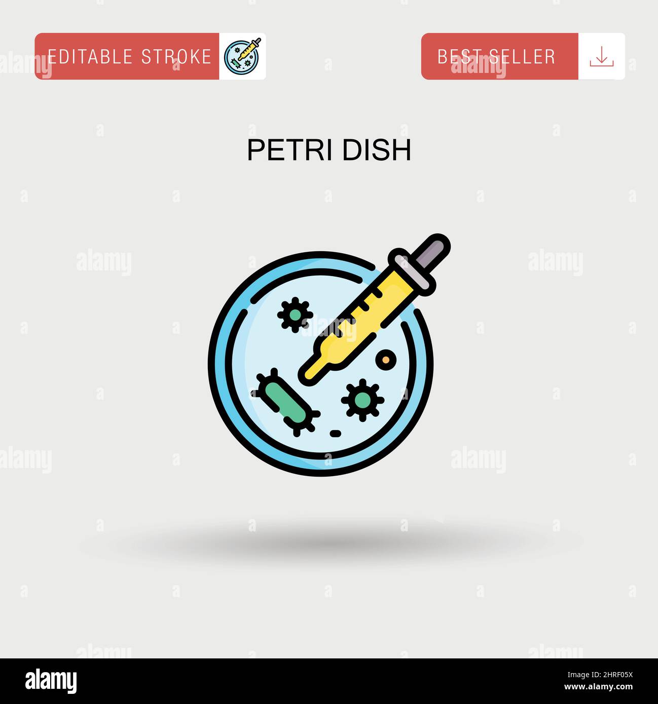 Icona vettoriale semplice della capsula di Petri. Illustrazione Vettoriale