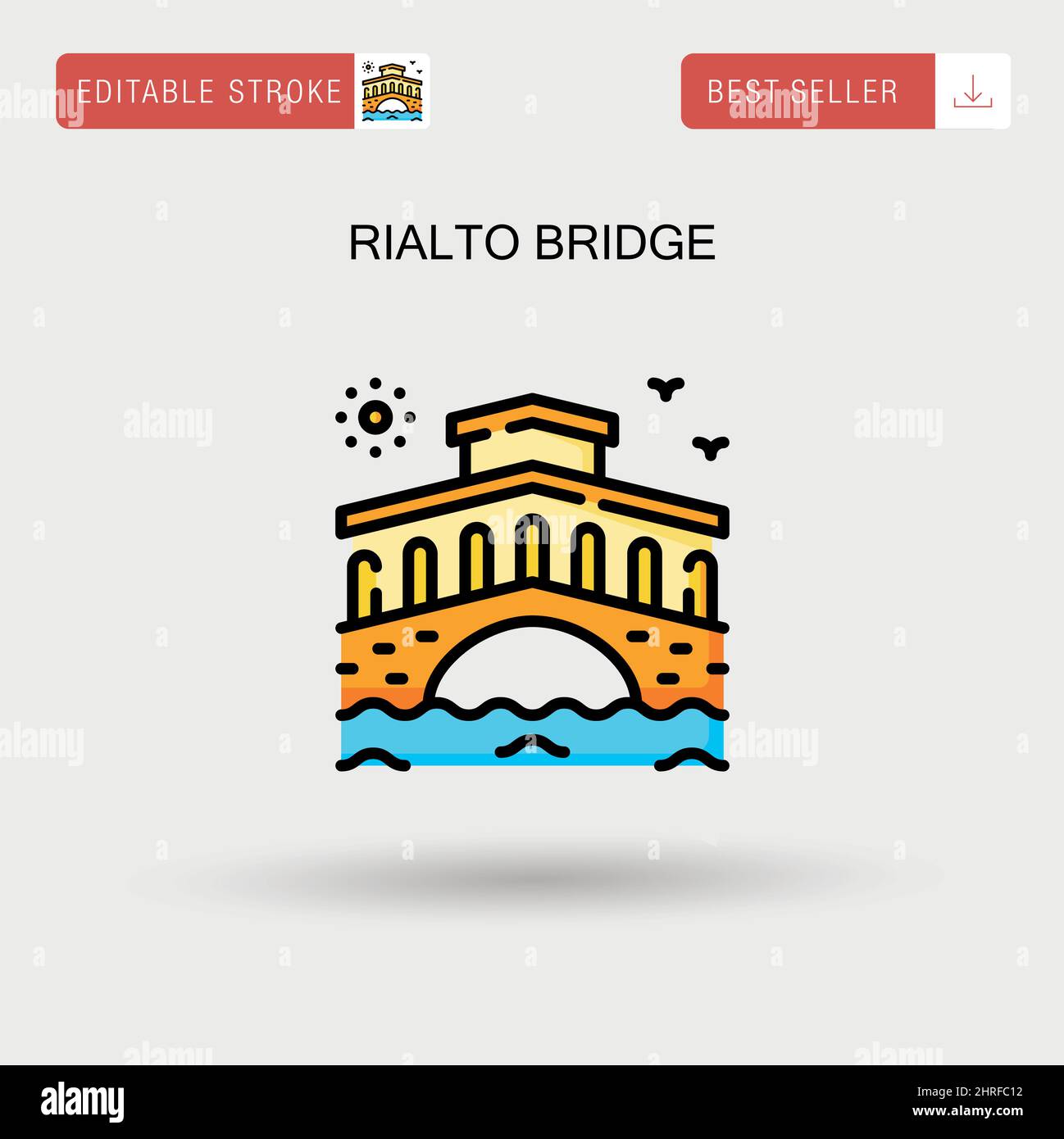 Ponte di Rialto semplice icona vettoriale. Illustrazione Vettoriale