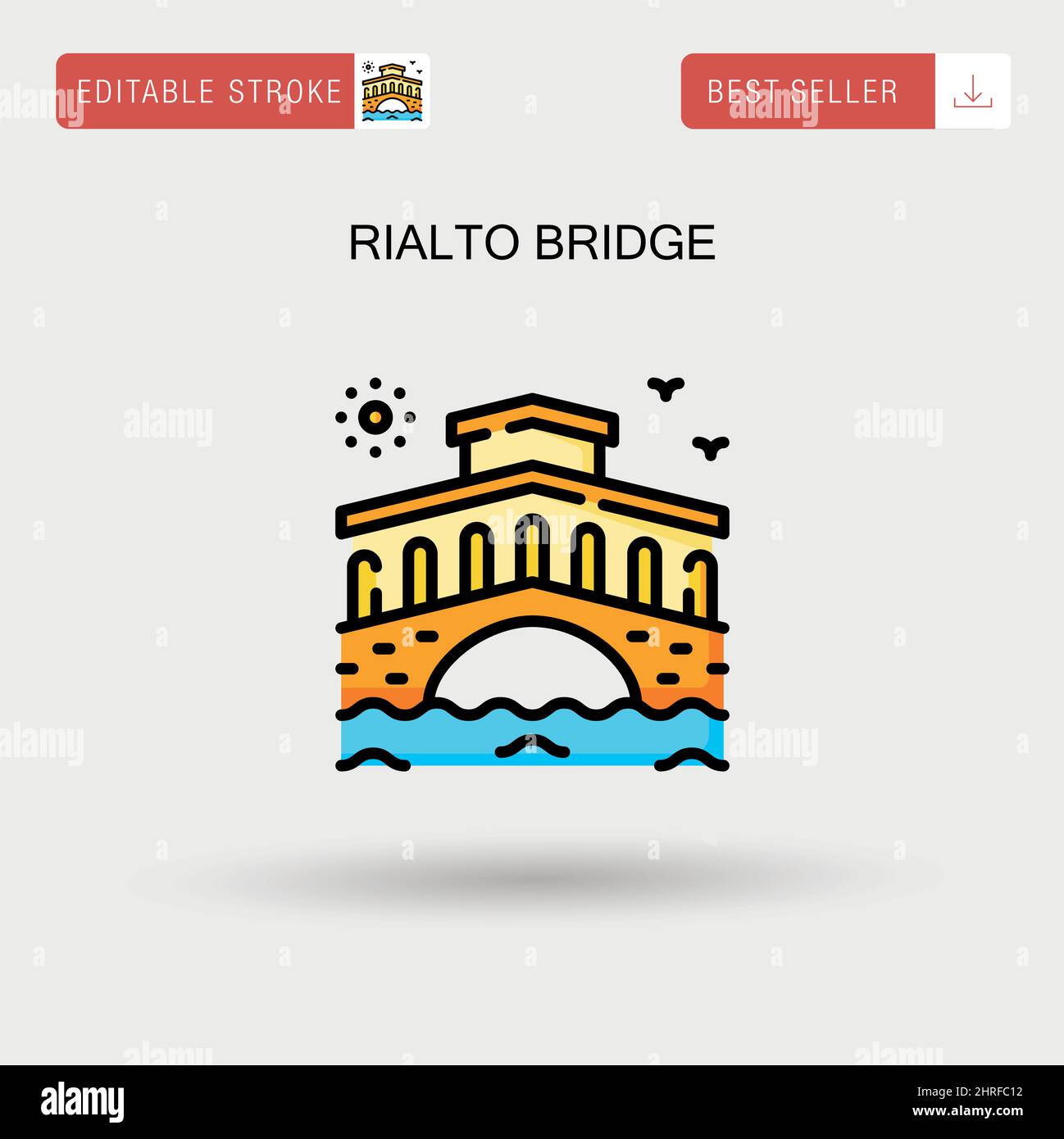 Ponte di Rialto semplice icona vettoriale. Illustrazione Vettoriale