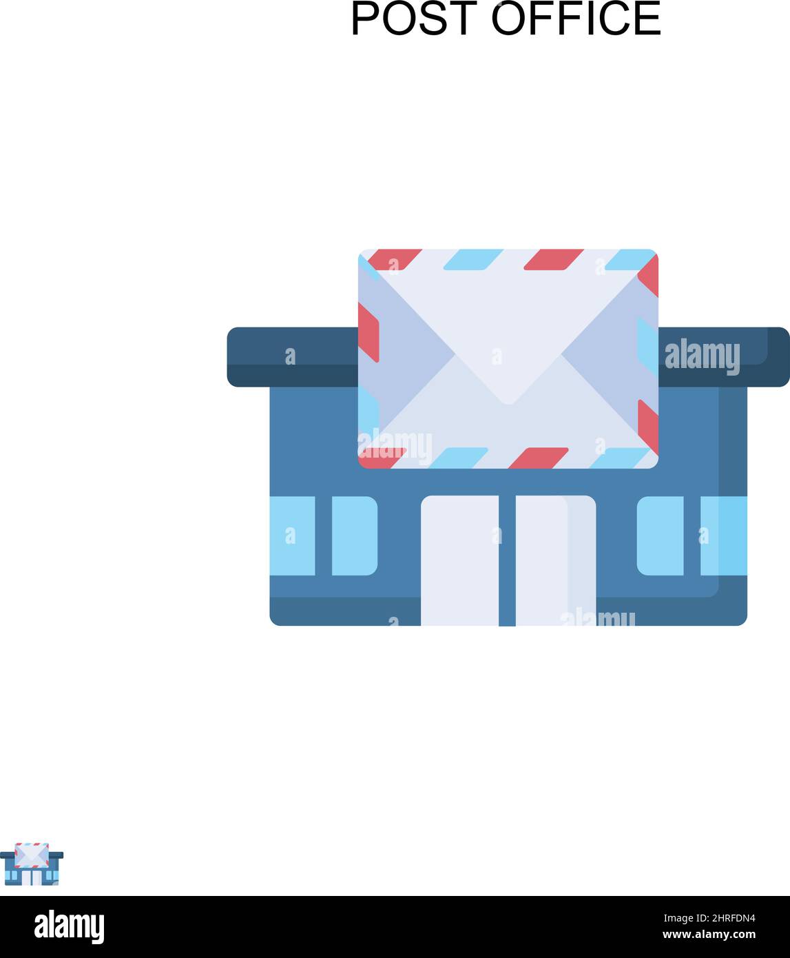 Icona vettore semplice ufficio postale. Modello di disegno del simbolo di illustrazione per l'elemento dell'interfaccia utente mobile Web. Illustrazione Vettoriale