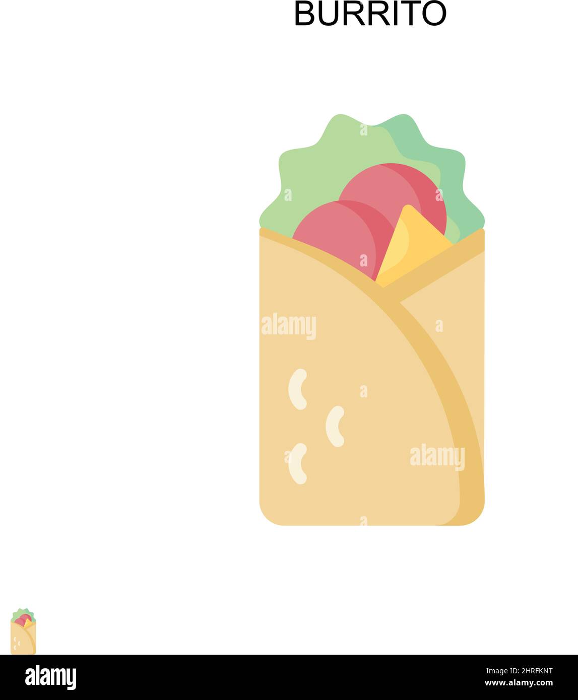 Icona vettore burrito semplice. Modello di disegno del simbolo di illustrazione per l'elemento dell'interfaccia utente mobile Web. Illustrazione Vettoriale