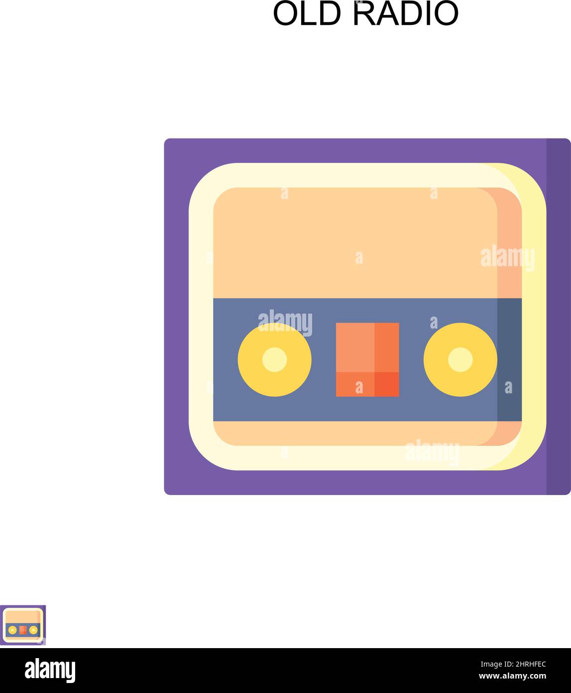 Vecchia icona del vettore semplice della radio. Modello di disegno del simbolo di illustrazione per l'elemento dell'interfaccia utente mobile Web. Illustrazione Vettoriale