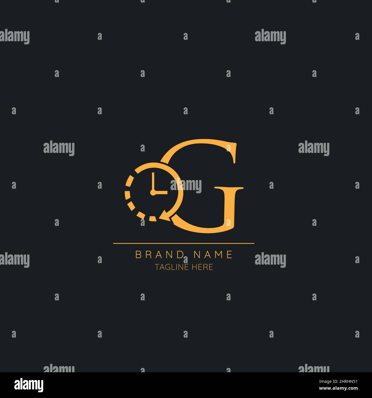 Astratto G Initial lettera icona logo incorporato con orologio Illustrazione Vettoriale