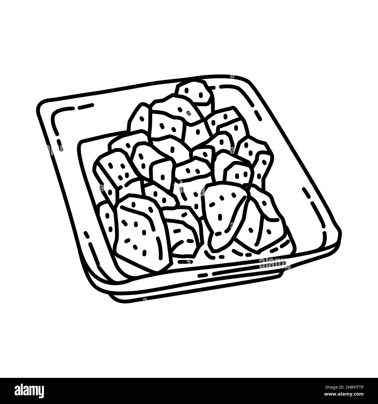 Frutta secca Candy parte di Capodanno cinese cibi tradizionali, frutta e bevande disegno a mano icona set Vector. Illustrazione Vettoriale