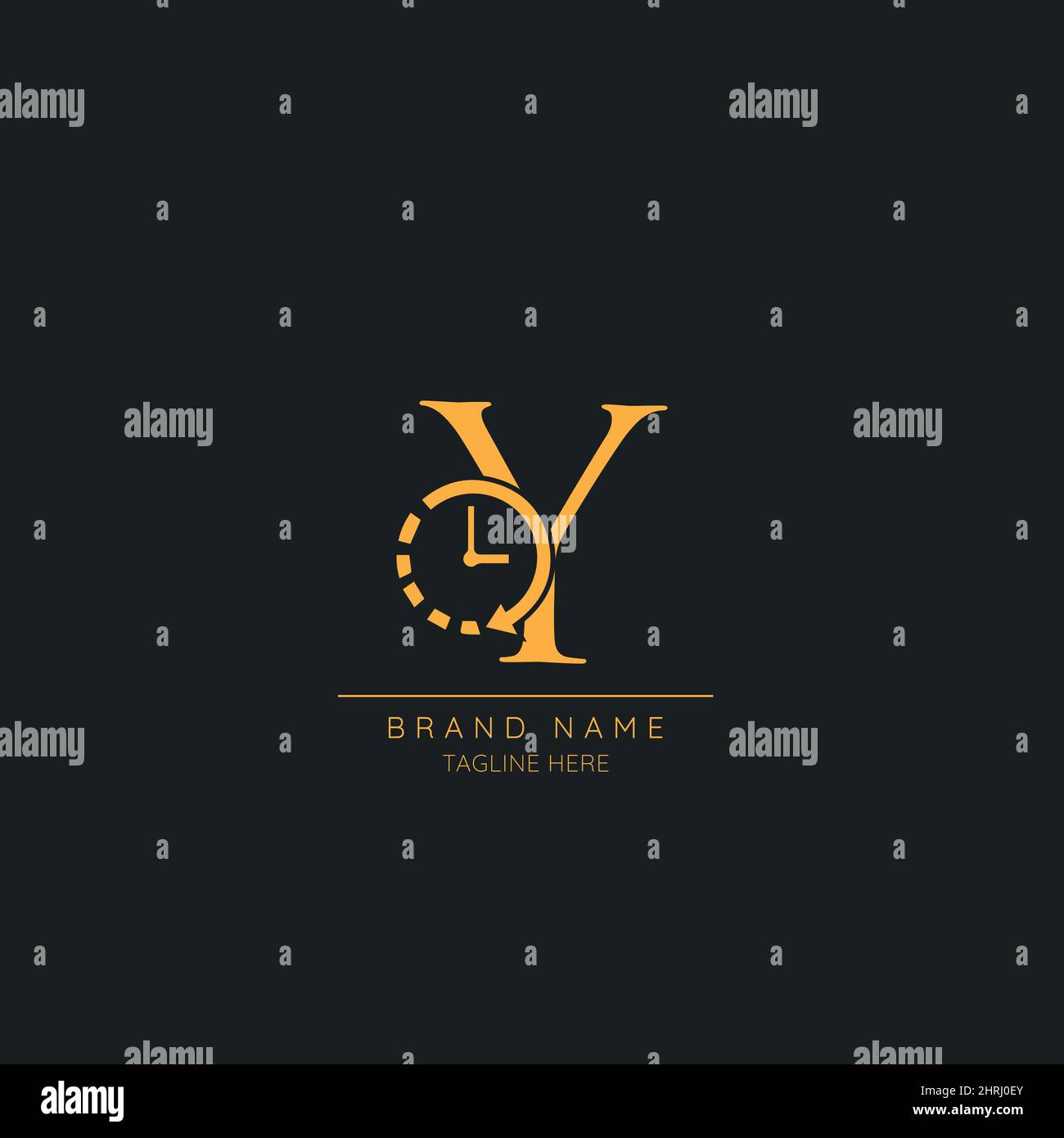 Astratto Y Initial lettera icona logo incorporato con orologio Illustrazione Vettoriale