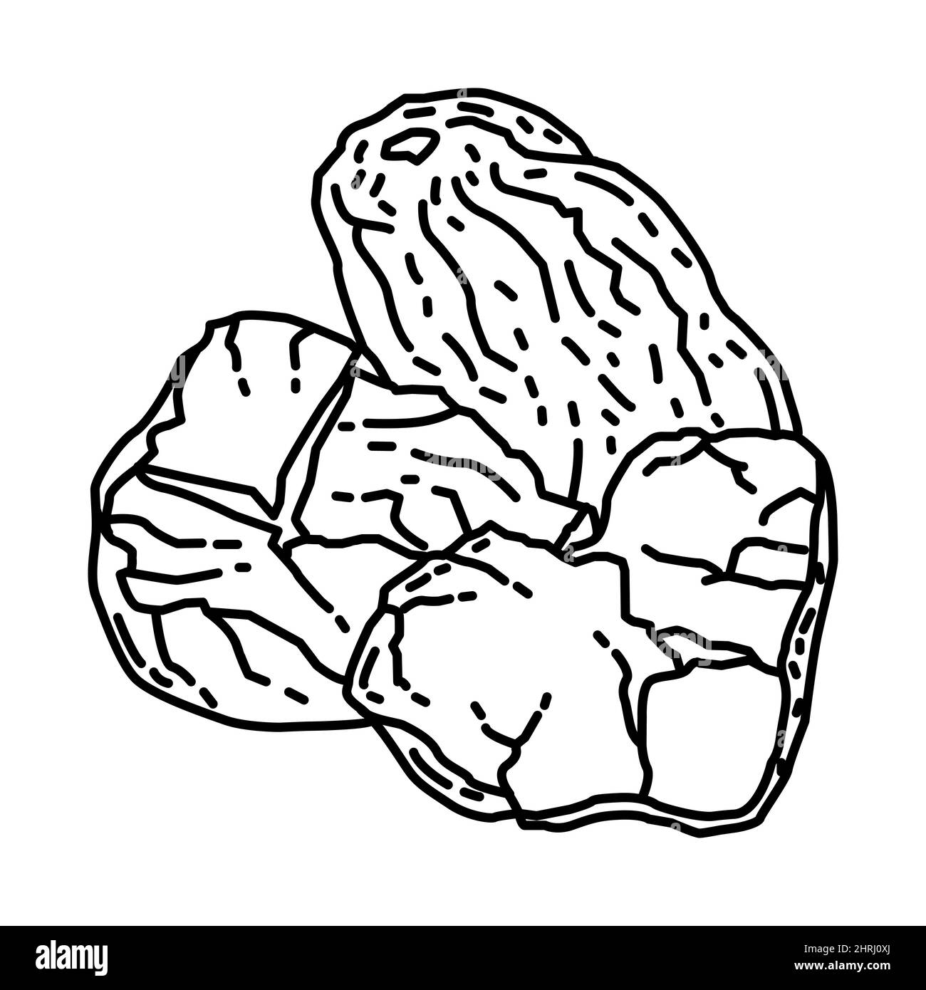 Poria Mushrooms parte di Capodanno cinese cibi tradizionali, frutta e bevande disegno a mano icona set Vector. Illustrazione Vettoriale