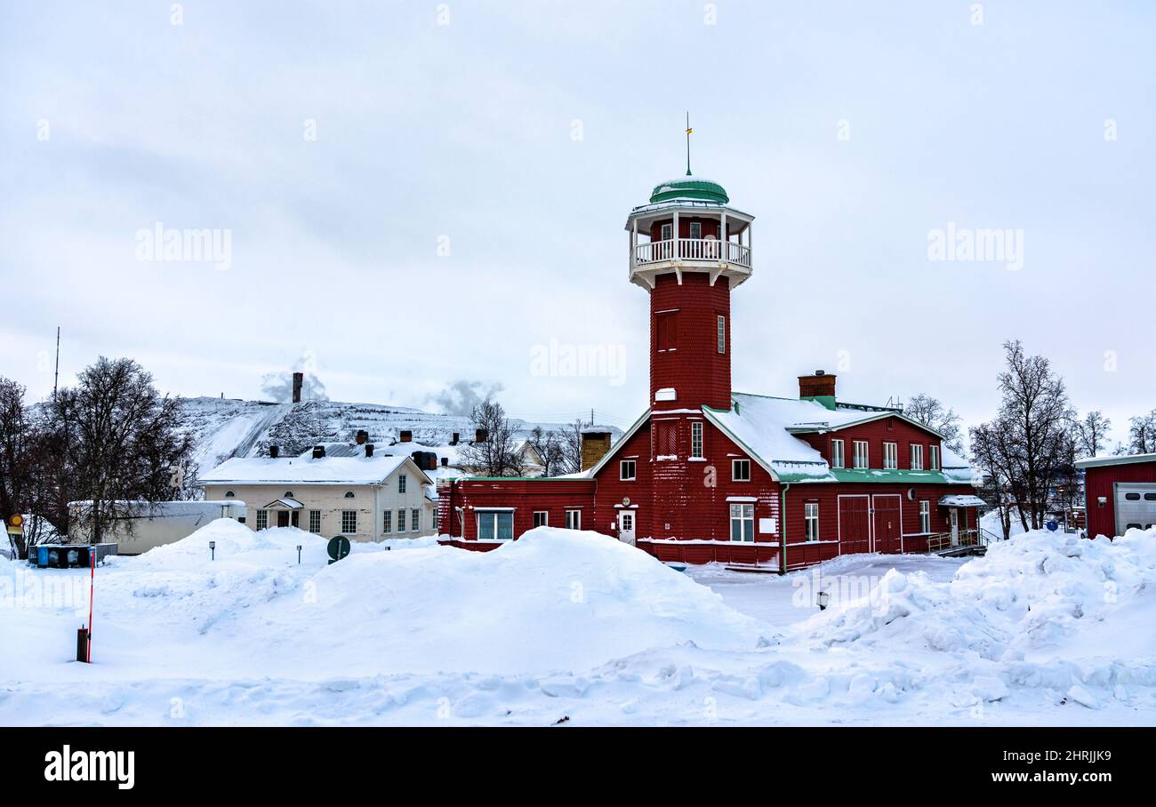 Torre di osservazione dei vigili del fuoco a Kiruna - Lapponia, Svezia Foto Stock