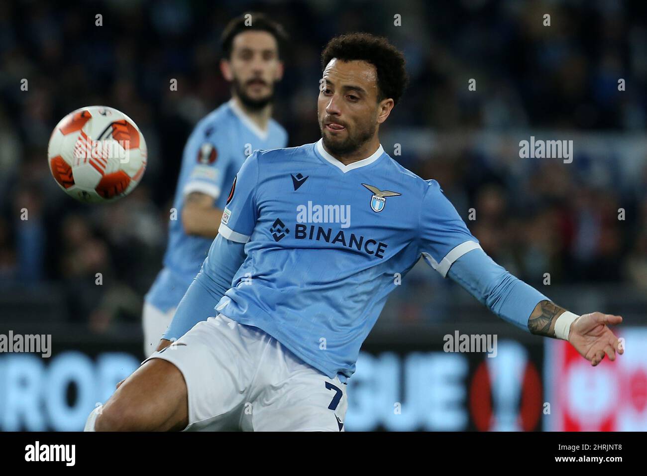 Roma, Italia. 24th Feb 2022. Felipe Anderson (Lazio) in azione durante i play-off del round di Knockout della partita Europa League tra SS Lazio e Futebol Clube do Porto allo Stadio Olimpico il 24 febbraio 2022 a Roma. (Foto di Giuseppe fama/Pacific Press/Sipa USA) Credit: Sipa USA/Alamy Live News Foto Stock