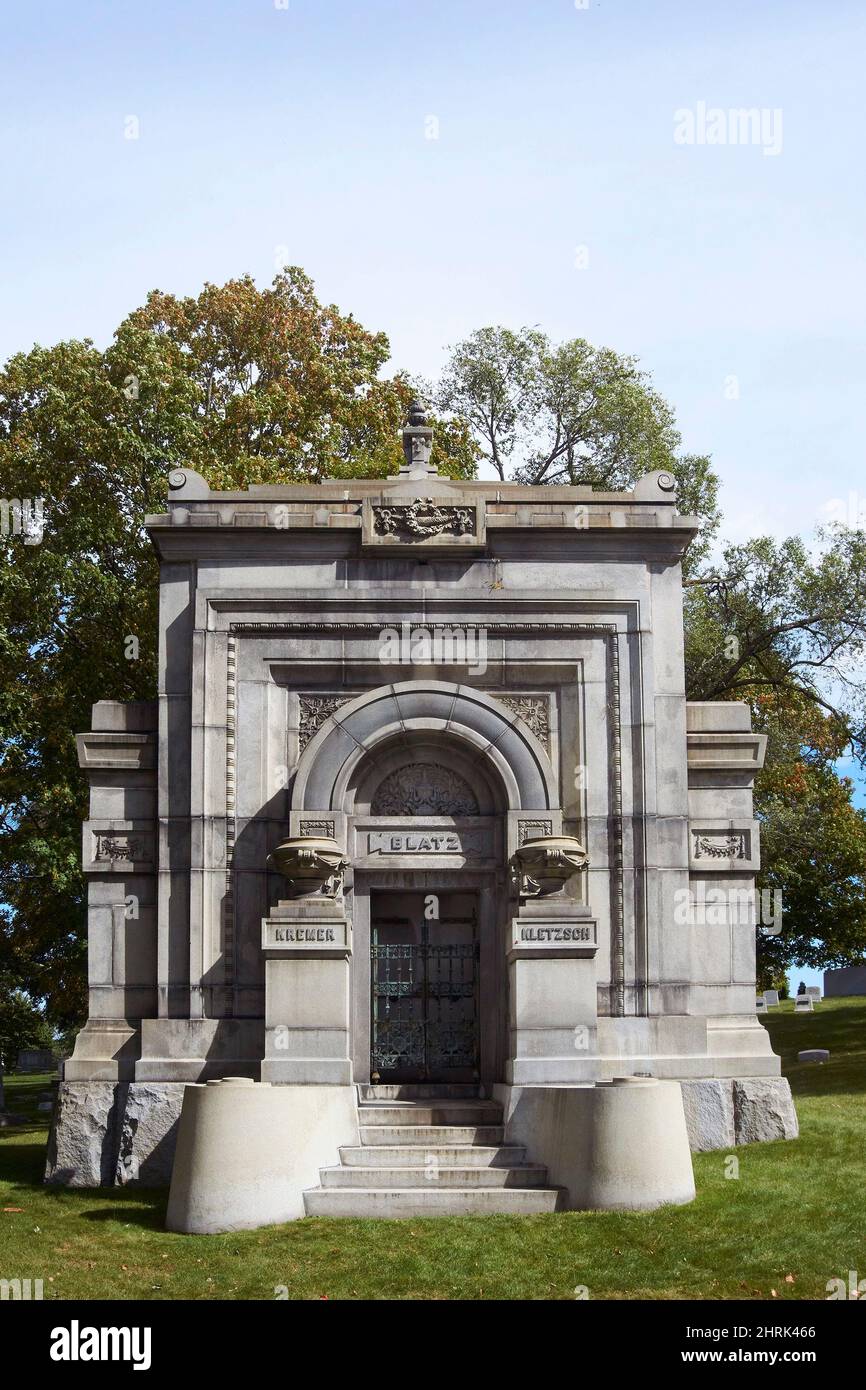 Antichi luoghi di interesse presso il Forest Home Cemetery di Milwaukee, Wisconsin, USA. Foto Stock
