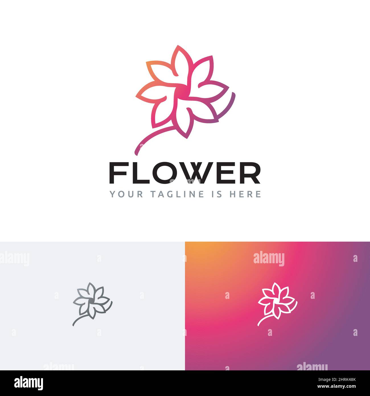 Elegante Flower Floral Beauty Boutique modello con logo in monolina Illustrazione Vettoriale