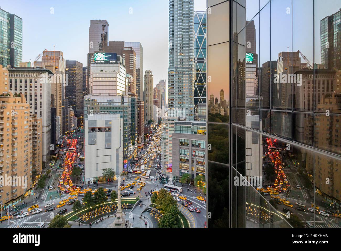 Vista aerea del Columbus Circle, Nona Avenue e broadway Foto Stock