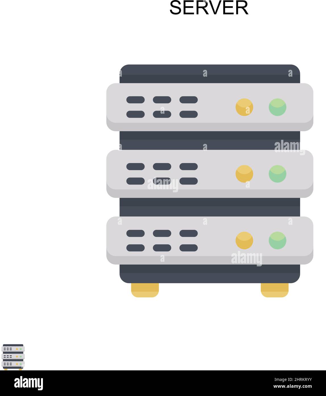 Icona vettore semplice server. Modello di disegno del simbolo di illustrazione per l'elemento dell'interfaccia utente mobile Web. Illustrazione Vettoriale