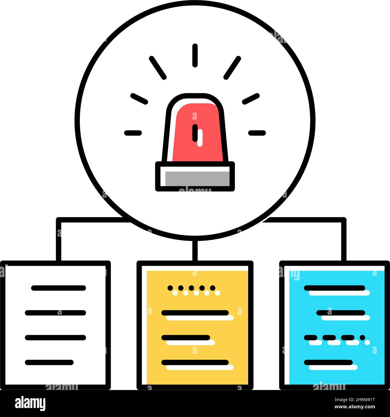 documentazione con l'icona a colori degli incidenti illustrazione vettoriale Illustrazione Vettoriale