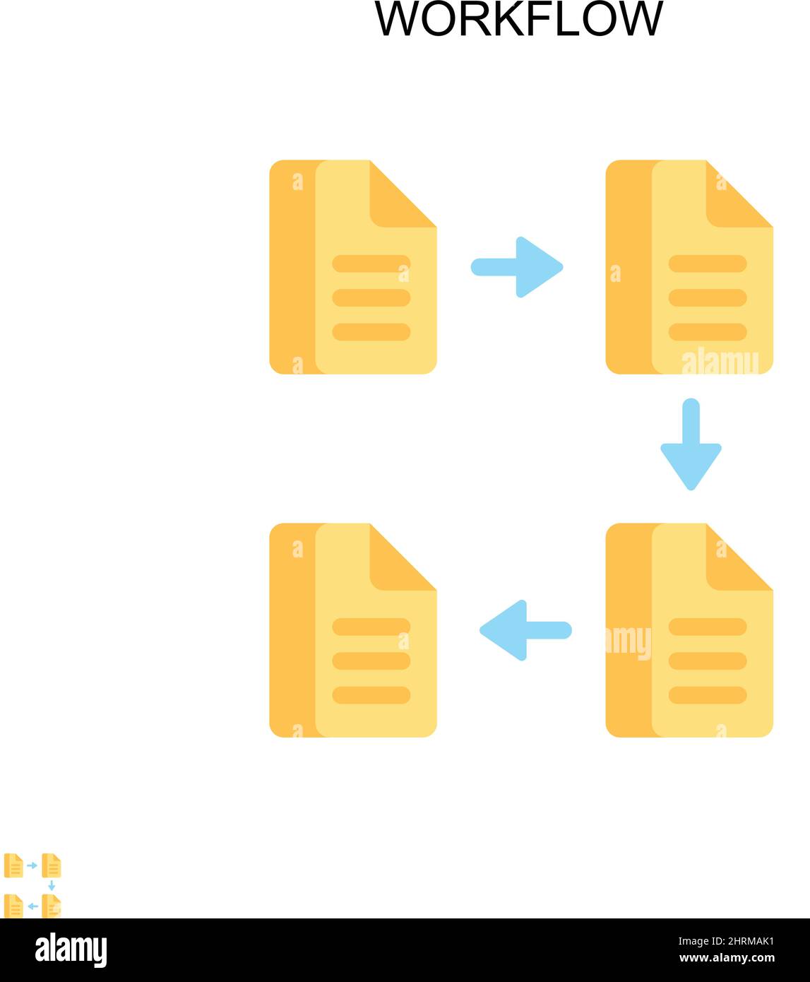 Icona vettore semplice flusso di lavoro. Modello di disegno del simbolo di illustrazione per l'elemento dell'interfaccia utente mobile Web. Illustrazione Vettoriale