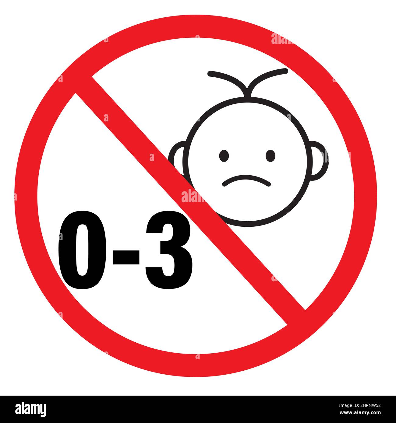 vietato ai bambini da 0 a 3 anni. non sono ammessi i cartelli per bambini da 0-3 anni. concetto di sicurezza per bambini. stile appartamento. Foto Stock