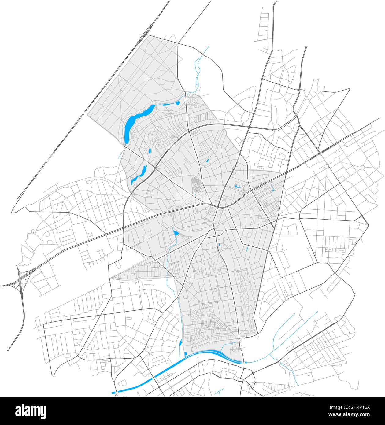 Zehlendorf, Berlino, GERMANIA, mappa vettoriale ad alto dettaglio con confini della città e percorsi modificabili. Contorni bianchi per le strade principali. Molti percorsi più piccoli. BL Illustrazione Vettoriale