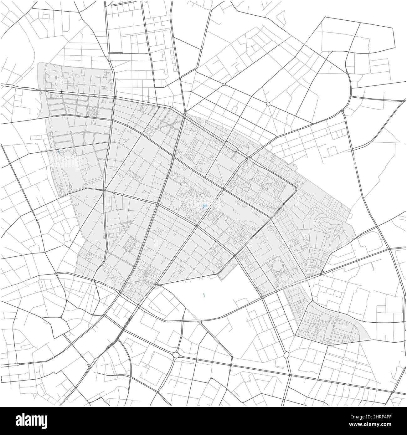 Prenzlauer Berg, Berlino, GERMANIA, mappa vettoriale di alto livello con confini della città e percorsi modificabili. Contorni bianchi per le strade principali. Molti percorsi più piccoli Illustrazione Vettoriale