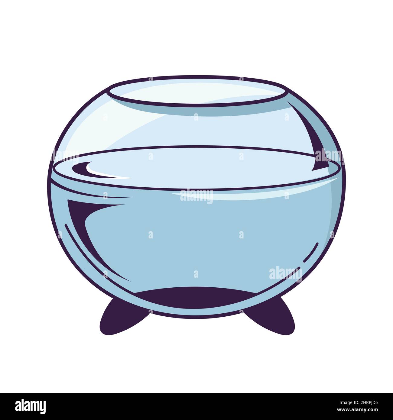 Acquario rotondo vuoto. Oggetto in stile cartoon. Illustrazione Vettoriale