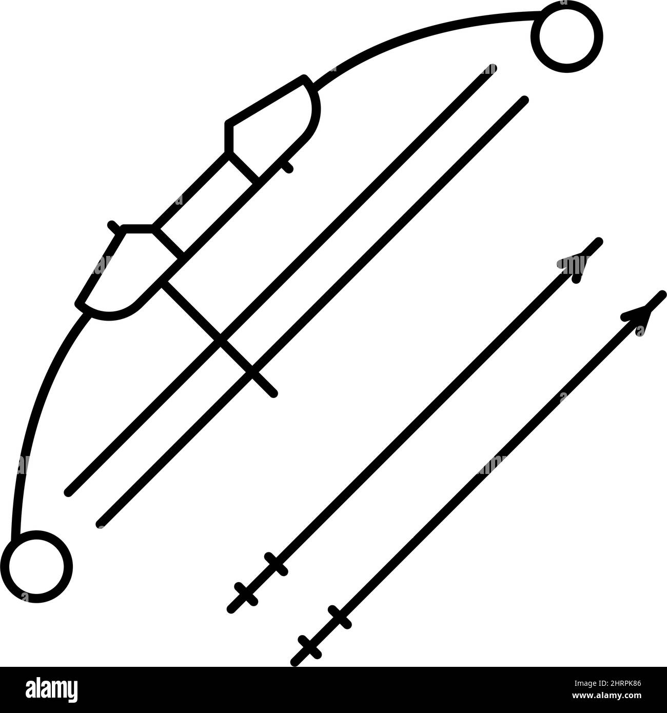 immagine vettoriale dell'icona della linea di prua e delle frecce Illustrazione Vettoriale