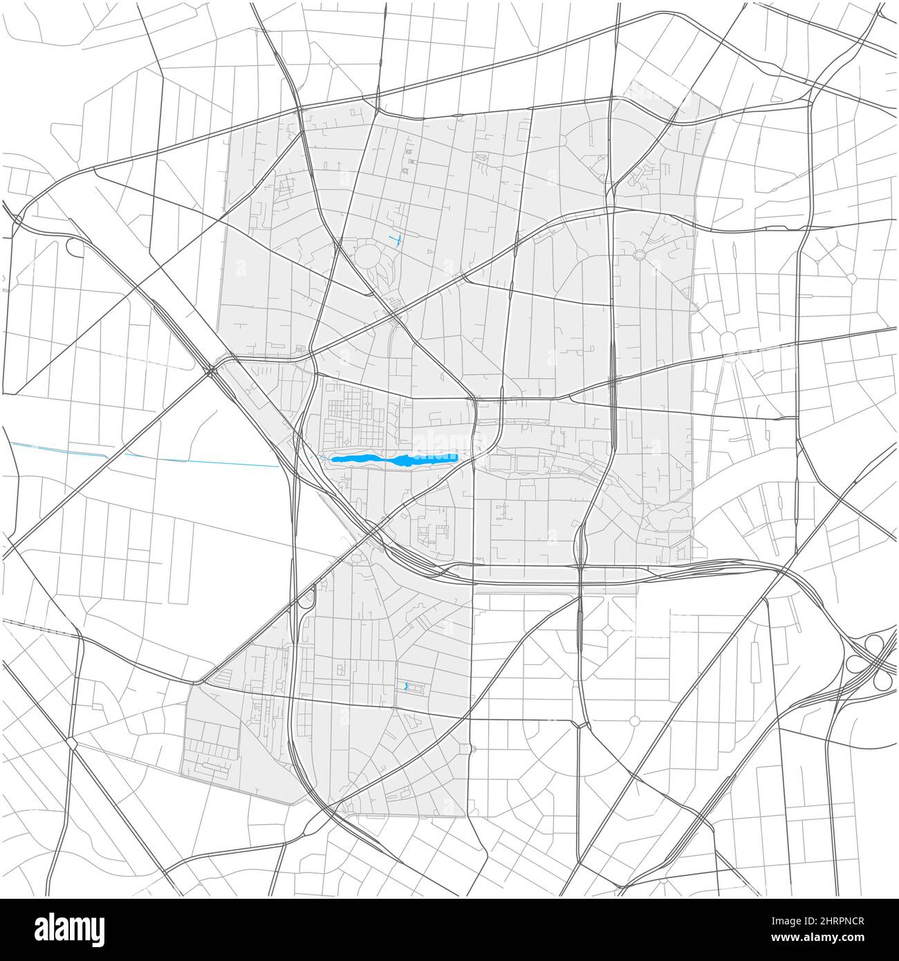 Wilmersdorf, Berlino, DEUTSCHLAND, mappa vettoriale di alto livello con confini della città e percorsi modificabili. Contorni bianchi per le strade principali. Molti percorsi più piccoli. B Illustrazione Vettoriale
