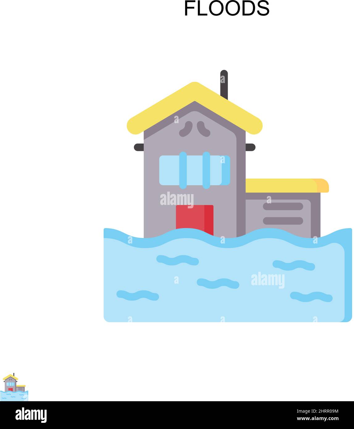Flood semplice icona vettoriale. Modello di disegno del simbolo di illustrazione per l'elemento dell'interfaccia utente mobile Web. Illustrazione Vettoriale