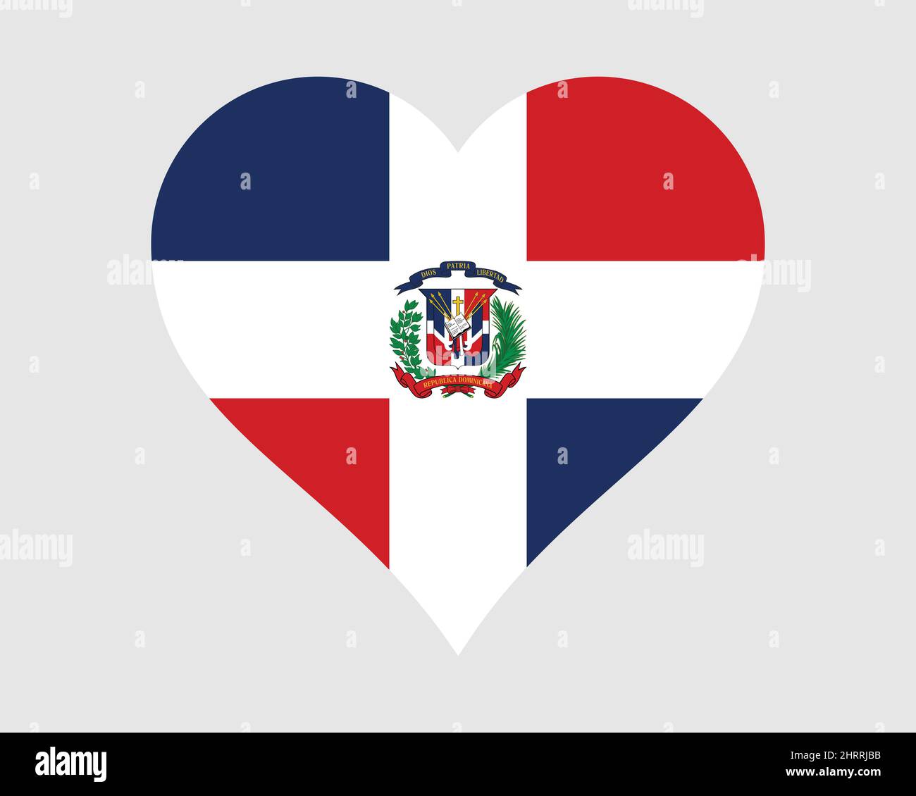 Repubblica Dominicana bandiera di cuore. Dominican Love Shape Country Nation National Flag. Icona del banner Quisqueyan simbolo del segno. Illustrazione del vettore EPS. Illustrazione Vettoriale