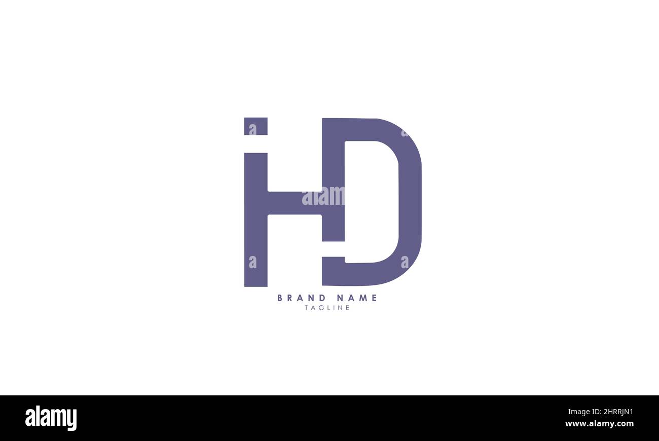 Lettere alfabetiche iniziali logo Monogramma HD, DH, H e D. Illustrazione Vettoriale